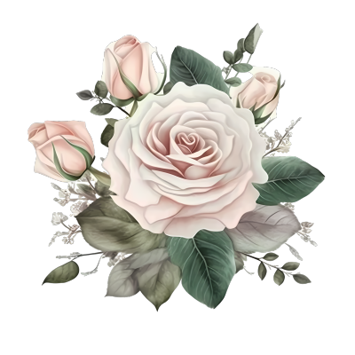 玫瑰花素材绿色米色风格