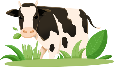 草原上吃草的奶牛插画PNG