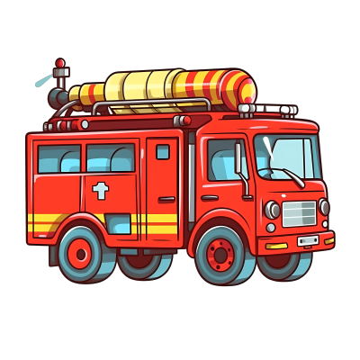 红色消防车卡通插画