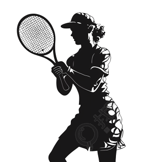 网球轮廓图案笔墨插画