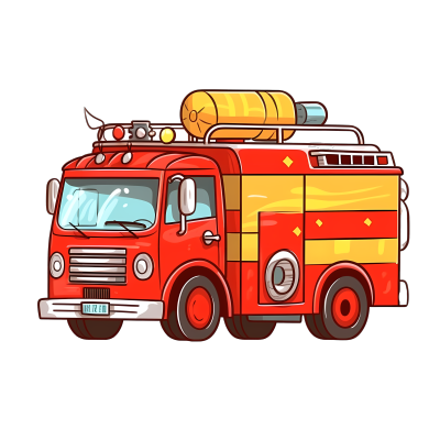红色消防车卡通插画