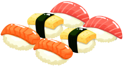 手绘新鲜鱼腩寿司插画