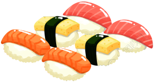 手绘新鲜鱼腩寿司插画