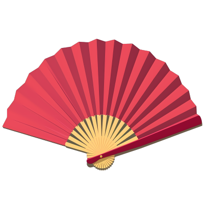 红色国风折扇素材图