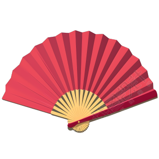 红色国风折扇素材图
