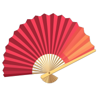 红色金色扇子图形素材