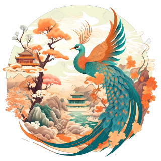 中式吉鸟凤凰传统艺术PNG素材