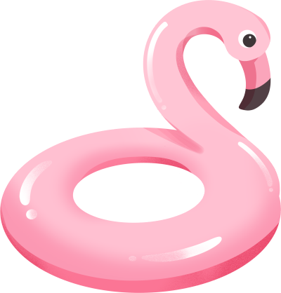 粉色火烈鸟卡通游泳圈PNG高清图形素材