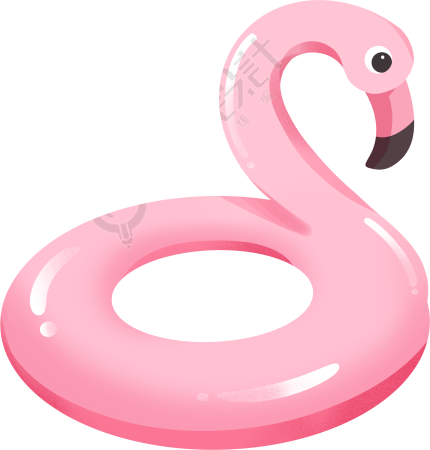 粉色火烈鸟卡通游泳圈PNG高清图形素材