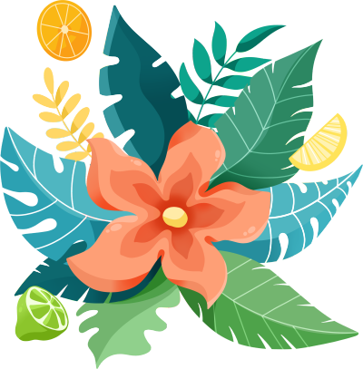 彩色热带花卉插画设计PNG素材
