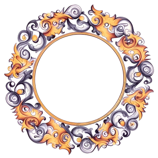 金灰色花纹圆环透明背景创意设计素材