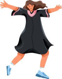 开心的毕业女生插画PNG