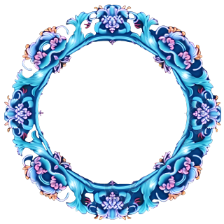 蓝色花纹圆环图形素材-透明背景高清创意商业设计元素