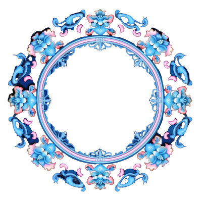 蓝色图案圆环图形素材