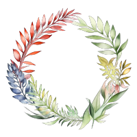 高清透明水彩叶环素材PNG