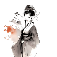 中国水墨风格女性插画素材