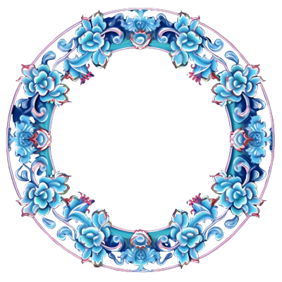 蓝色花纹圆环高清PNG素材