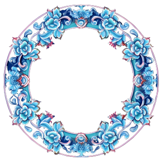 蓝色花纹圆环高清PNG素材