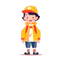 亚洲幼儿园带小黄帽儿童图形素材