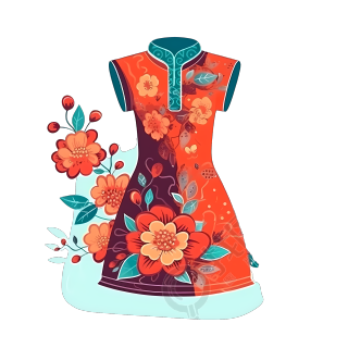 高清透明背景中国旗袍插画设计元素