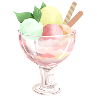 草莓味冰激凌杯插画元素