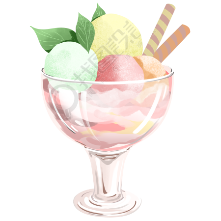 草莓味冰激凌杯插画元素