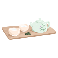 小清新兰花茶壶凉茶元素插画