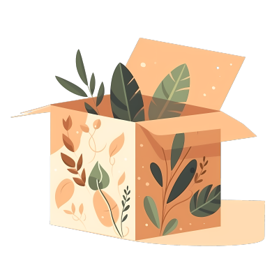 叶子花纹的盒子图形素材