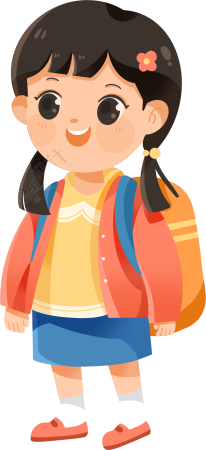 背书包的小女生幼儿园小姑娘插画