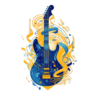 创意设计蓝色电吉他PNG插画