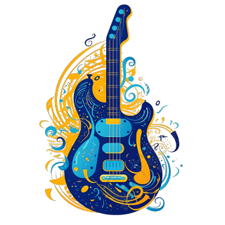 蓝色电吉他音符图形素材