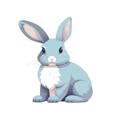 灰色兔子平面插画设计元素