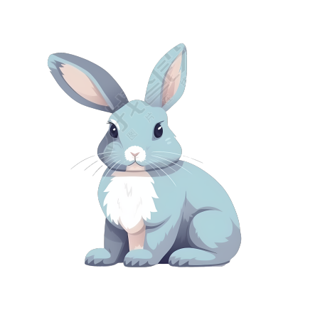 灰色兔子平面插画设计元素