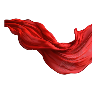 红色流动布料白色背景创意设计元素PNG素材