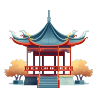 传统建筑凉亭插画设计素材
