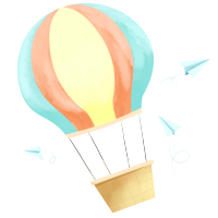空中七彩热气球插画元素