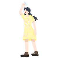 黄色连衣裙姑娘扔飞机插画