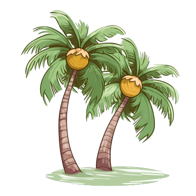 手绘平面插画海边椰子树插画素材