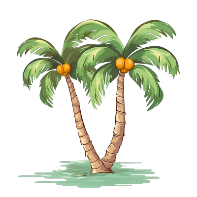 手绘椰树-透明背景高清平面设计插画商业设计元素