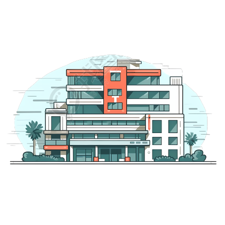 卡通医院建筑透明背景图形素材