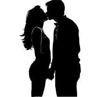 创意情侣亲吻插画素材
