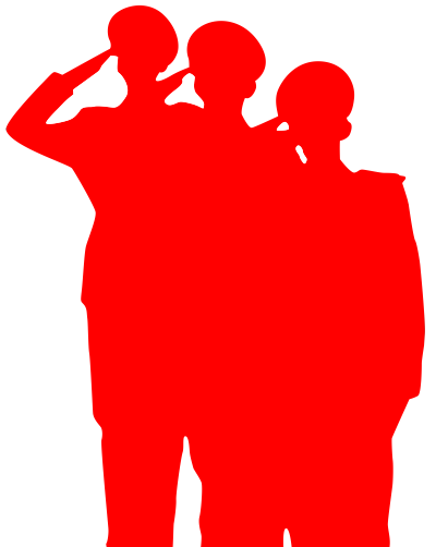 红色剪影士兵敬礼PNG高清透明背景图形素材