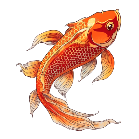 手绘扁平插画金色红色锦鲤PNG素材