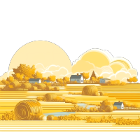 手绘插画设计素材金色农田插画