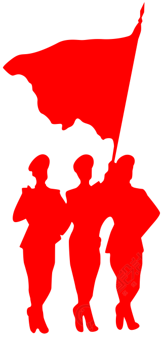 红色剪影军人举旗PNG高清图形素材
