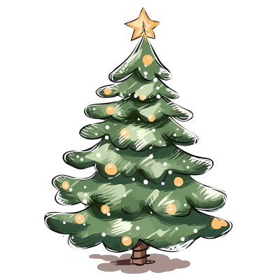 手绘透明背景圣诞树PNG图形素材