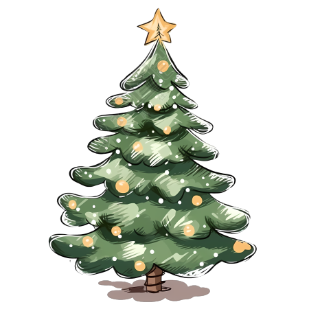 手绘透明背景圣诞树PNG图形素材