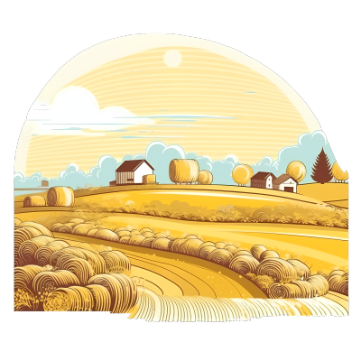 金色稻田手绘扁平透明背景图形素材