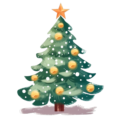 手绘插画PNG素材-圣诞树