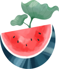 美味的西瓜绿色荷叶插画